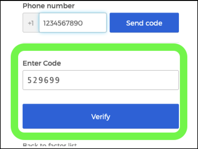 Highline Okta SMS Verification Enter Code