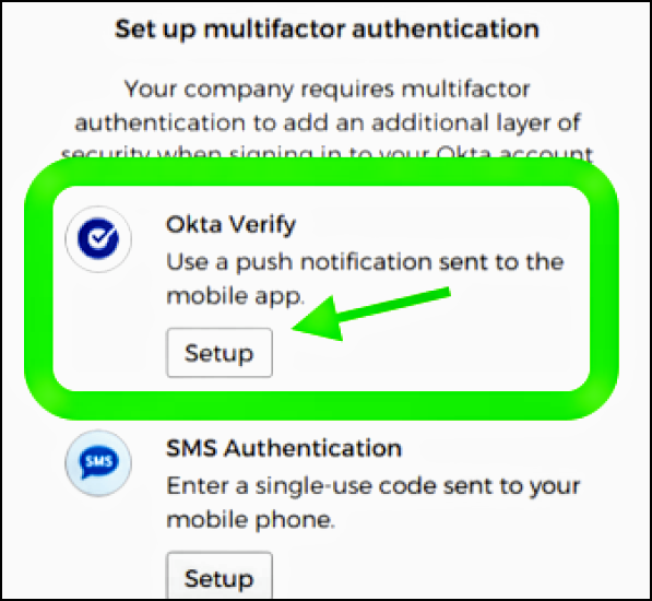 Highline Okta Multifactor Authentication method to verify by mobile app