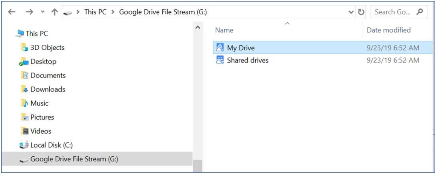 Google File Stream screenshot