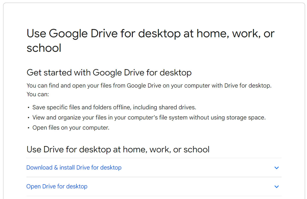 Google Drive use on desktop screenshot