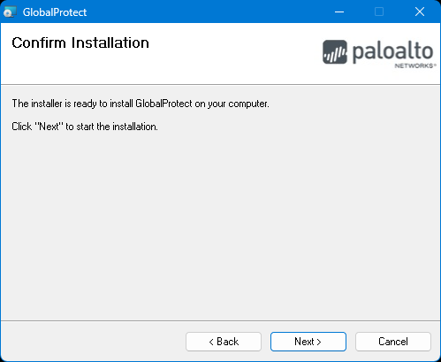 Confirm installation for GlobalProtect screenshot