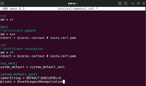 Linux GlobalProtect SSL security settings screenshot