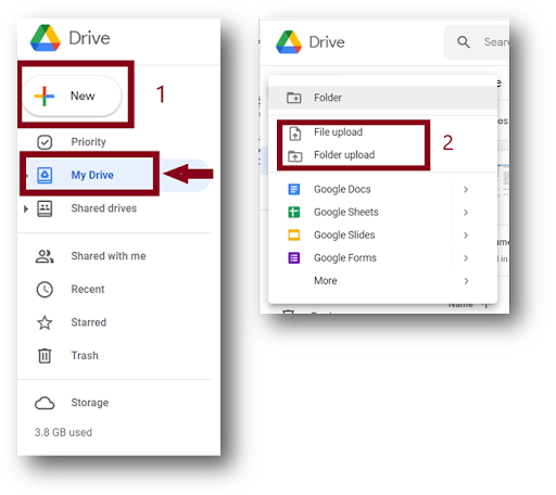 Google My Drive File Upload screenshot