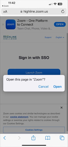 Zoom for Mobile sign on open this page in zoom