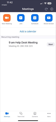 Zoom for Mobile, recurring meeting