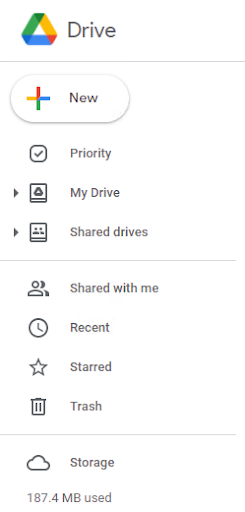 Google Drive menu