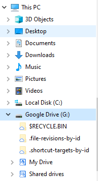 Windows File Explorer with Google File Stream