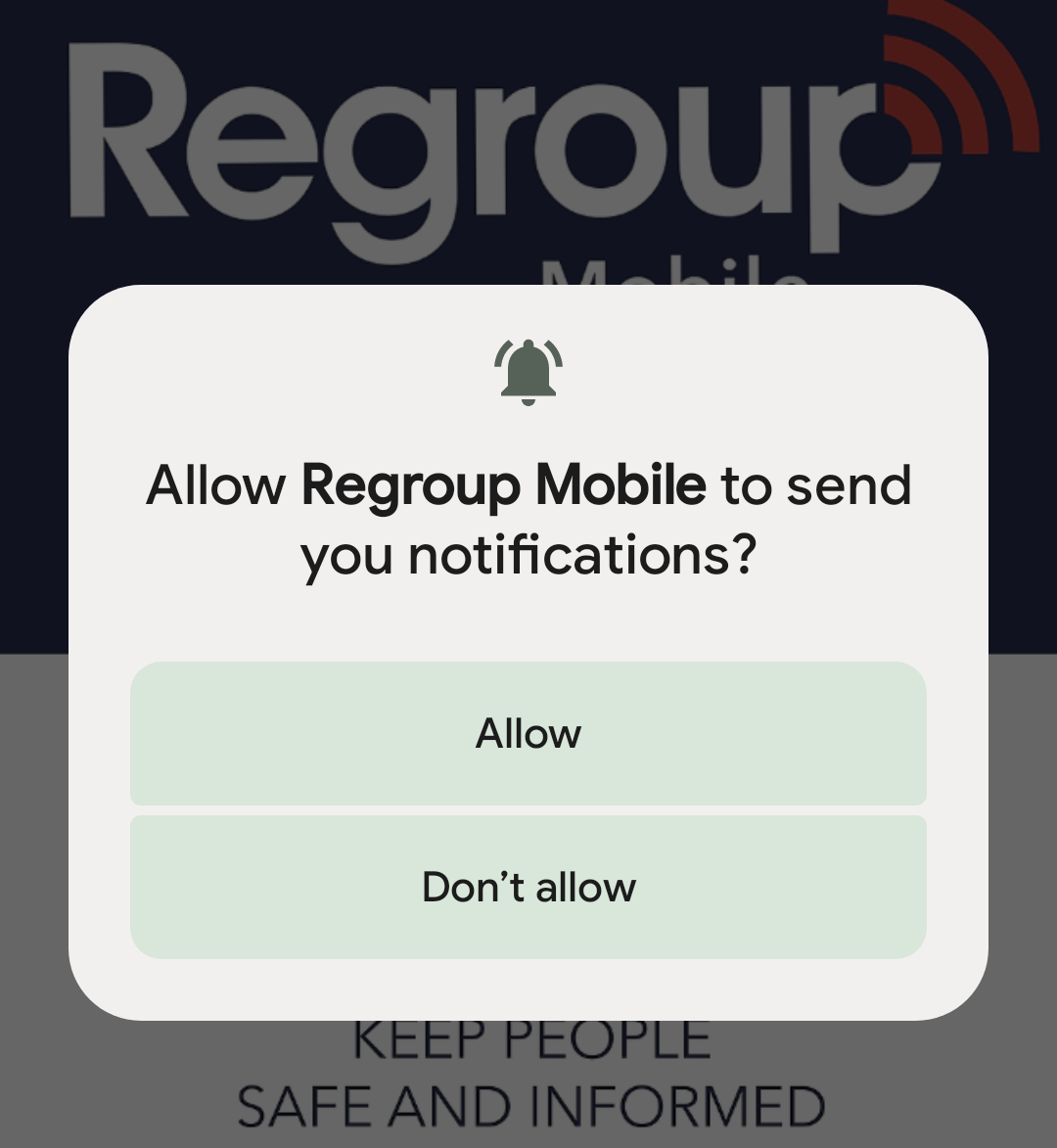Regroup mobile app allow notifications