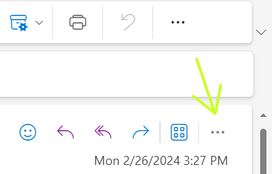 Outlook Web email navigation three dots