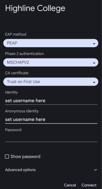 Highline wifi android pixel settings