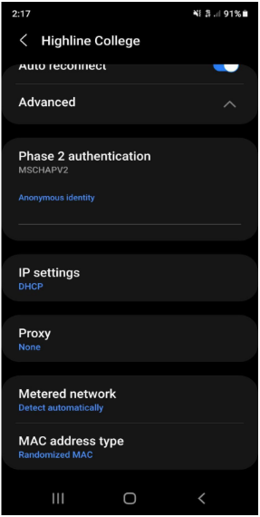 highline wifi android authentication