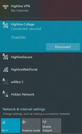 highline wifi winodws os connected