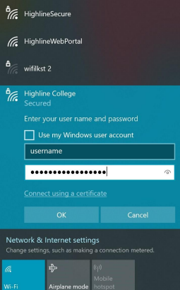 Highline windows os wifi log in