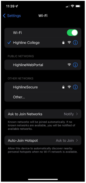 highline wifi iphone connected