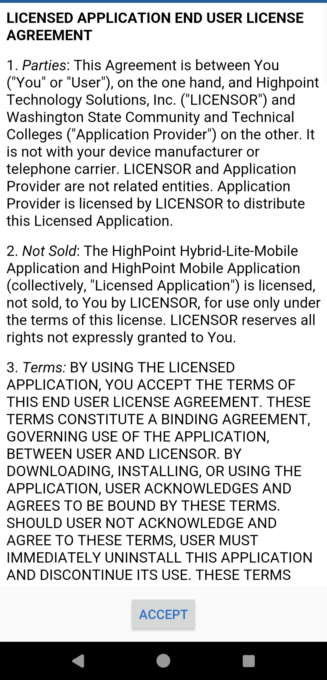 ctcLink Mobile App license agreement