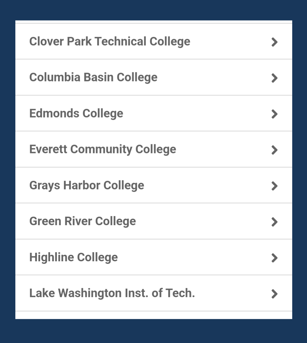 ctcLink mobile app institutions list 2