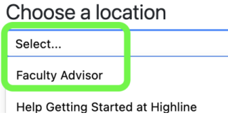 Watermark Student choose a location (service) to make appointment with advisor