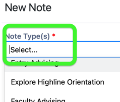 Watermark Student Note Select Type