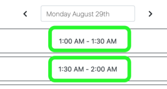 Watermark Student select a time to schedule your meeting. Use arrows to scroll to different times that are available.