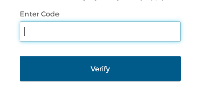 Close up screenshot of the ctcLink log in screen with an 'Enter Code' text box and a blue 'Verify' button beneath. This is used for identity verification using Multi Factor Authentication security methods.