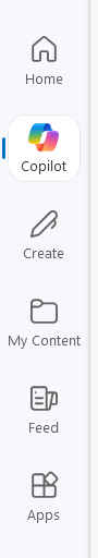 Microsoft 365 Office Navigation Menu with the options Home, Copilot, Create, My Content, Feed, and Apps.