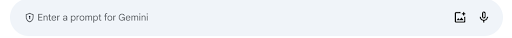 Google Gemini prompt writing field, with a small shield at the far left to show that data protection is activated