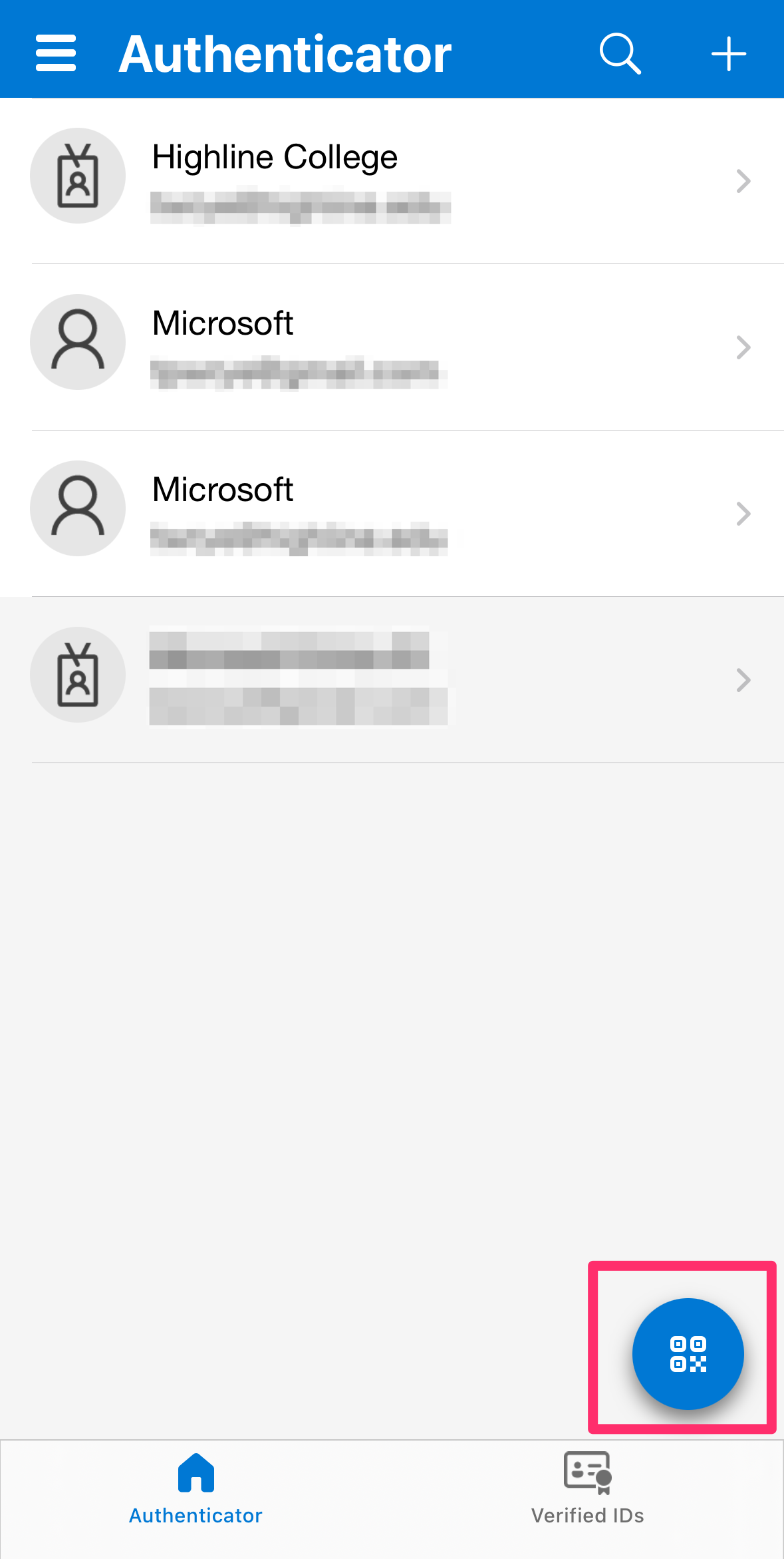 One Time Password app Microsoft Authenticator add account