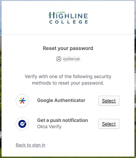 MyApps reset forgotten password Multi Factor Authentication required to verify your identity. You are given the choice of MFA options you have previously set up.